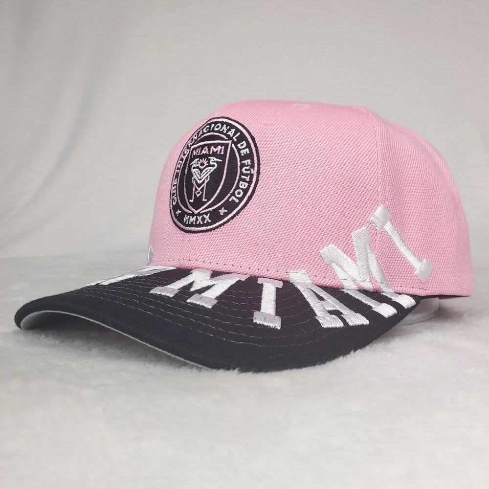 Inter Miami CF Mitchell & Ness‎ MLS Pro Fit Snapback Hat Cap Pink Black NWT
